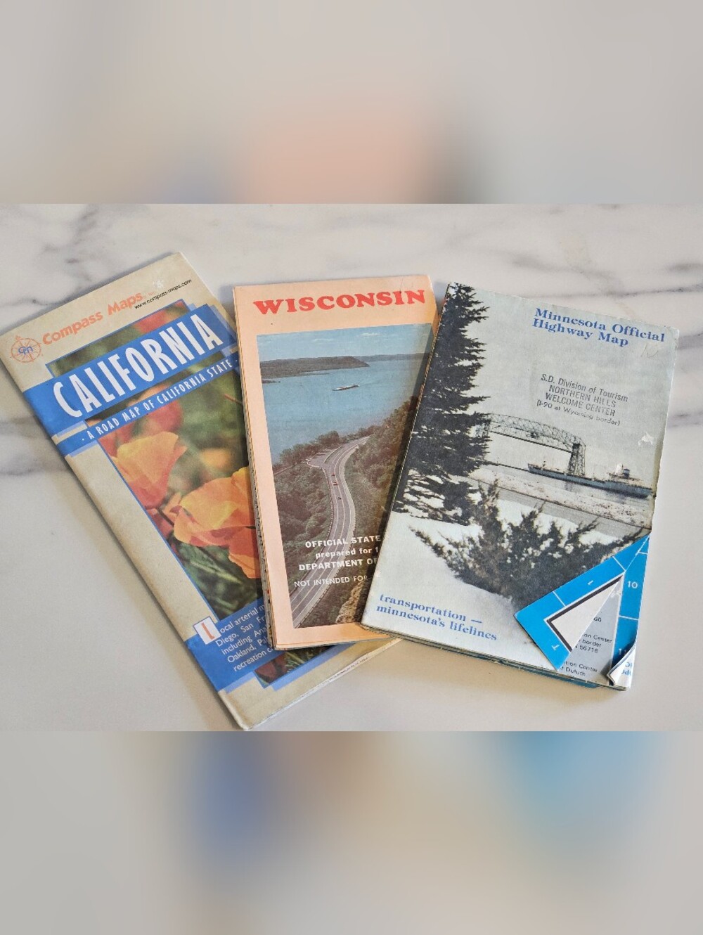 Vintage AAA Road Map Bundle - California, Wisconsin & Minnesota States